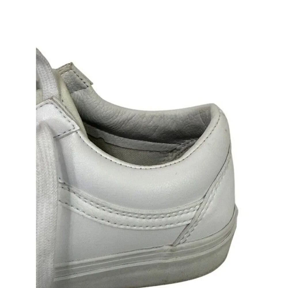 Vans Women's Old Skool Skateboard Shoe Sneaker All White Leather Low Size 6.5
